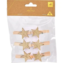 Sale Gifi Pince en bois avec décor étoile x6