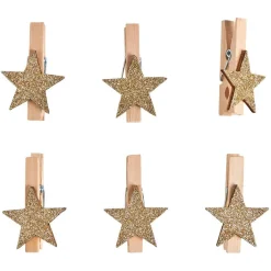 Sale Gifi Pince en bois avec décor étoile x6