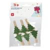 Gifi Jeux Créatifs<Pince porte-nom sapin vert pailletté en bois x6