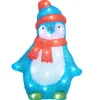 Gifi Pingouin lumineux bleu debout avec écharpe et bonnet rouge