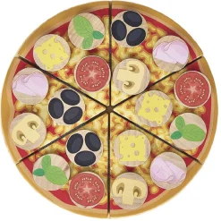 Gifi Jeux D'Imagination Et D'Imitation<Pizza à découper en bois avec ingrédients 18 pièces