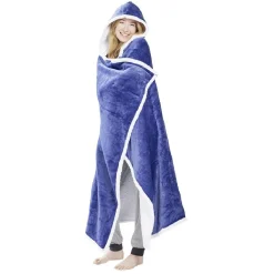 Hot Gifi Plaid sweat adulte à capuche intérieur sherpa blanc - 2 modèles