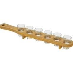 Planche en pin avec 6 verres à shooter*Gifi Online