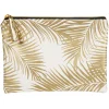 Discount Gifi Pochette à maquillage motif feuillage tropical doré