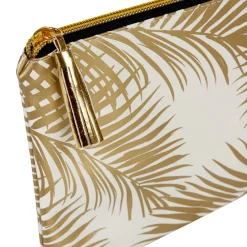 Discount Gifi Pochette à maquillage motif feuillage tropical doré