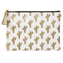 Outlet Gifi Pochette à maquillage motif tropical cactus doré