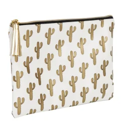 Outlet Gifi Pochette à maquillage motif tropical cactus doré