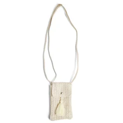 Clearance Gifi Pochette téléphone beige paille papier avec pompon