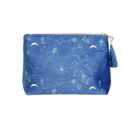 Hot Gifi Pochette velours motif cosmic astro 21x7,5xH15,5cm - 2 modèles bleu ou rouge