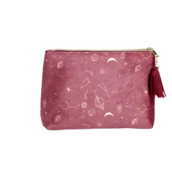 Hot Gifi Pochette velours motif cosmic astro 21x7,5xH15,5cm - 2 modèles bleu ou rouge