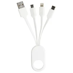 Porte clé câble de charge 3en1 lightning micro usb USBC blanc*Gifi New