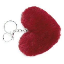Hot Gifi Porte-clé forme coeur en fausse fourrure