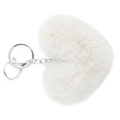 Hot Gifi Porte-clé forme coeur en fausse fourrure