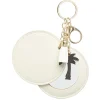 Hot Gifi Porte-clé miroir décor palmier avec pompon rose ou beige