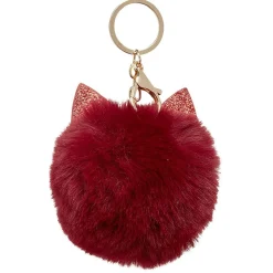 Clearance Gifi Porte-clé pompon en fausse fourrure avec oreilles de chat