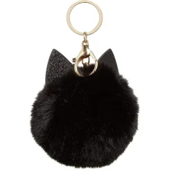 Clearance Gifi Porte-clé pompon en fausse fourrure avec oreilles de chat