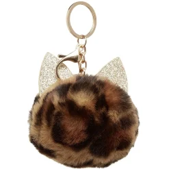 Clearance Gifi Porte-clé pompon en fausse fourrure avec oreilles de chat