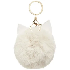 Clearance Gifi Porte-clé pompon en fausse fourrure avec oreilles de chat