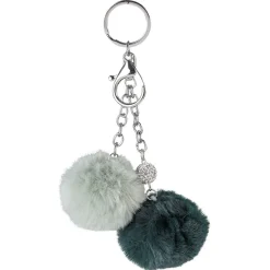 Hot Gifi Porte-clé pompon en fausse fourrure uni