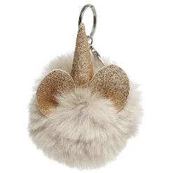 Hot Gifi Porte-clé pompon en fausse fourrure licorne
