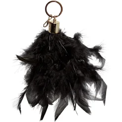 New Gifi Porte-clé pompon plume noir ou beige