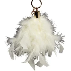 New Gifi Porte-clé pompon plume noir ou beige
