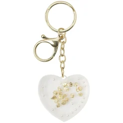 Best Gifi Porte clés coeur déco perles transparent doré