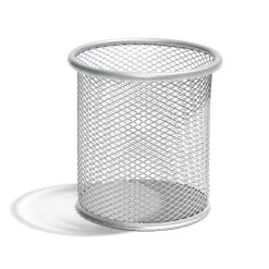 Pot à crayon métal mesh gris Ø9,5xH9cm*Gifi Discount