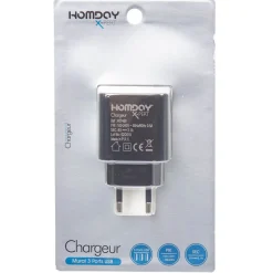 Prise murale chargeur 3 ports USB noir*Gifi Hot