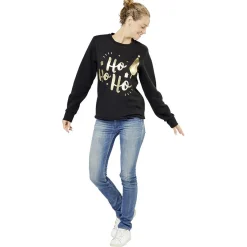 Discount Gifi Pull de Noël femme Inscription Ho Ho Ho noir doré