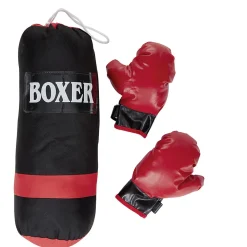 Gifi Punching ball et gants rouge et noir