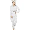 Gifi Pyjama combinaison de Noël femme gris et blanc
