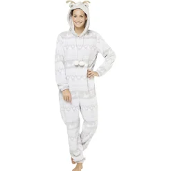 Gifi Pyjama combinaison de Noël femme gris et blanc