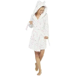 New Gifi Robe de chambre pour femme avec capuche oreille rose