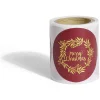 Rouleau étiquette autocollante Merry Christmas couronne rouge et dorée Ø3cm x50*Gifi Discount