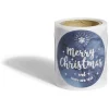 Rouleau étiquette autocollante Merry Christmas iridescent bleu Ø3cm x50*Gifi New