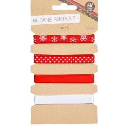Gifi Ruban fantaisie rouge blanc x4