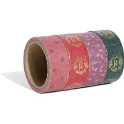 Ruban washi tape Noël traditionnel rouge vert doré 4m x4*Gifi Online