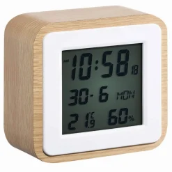 Réveil Homday X-Pert carré blanc naturel*Gifi