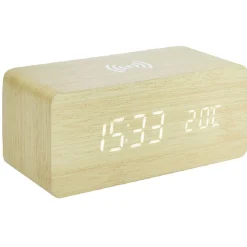 Réveil rectangulaire bois naturel*Gifi