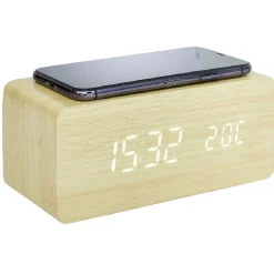Réveil rectangulaire bois naturel*Gifi