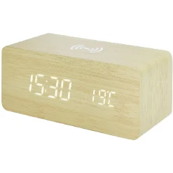 Réveil rectangulaire bois naturel*Gifi