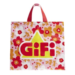 Hot Gifi Sac cabas plastique fleur beige 45x20xH40cm