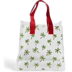 Discount Gifi Sac de plage PVC transparent imprimé palmier 24,5xH22x14cm