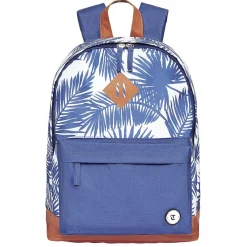 Outlet Gifi Sac à dos motif feuillage tropical bleu et blanc