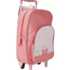 Gifi Sac à dos Trolley rose motif chat avec roulettes