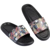 New Gifi Sandales claquettes plastique noir motif feuillage multicolore 38/39