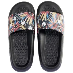 New Gifi Sandales claquettes plastique noir motif feuillage multicolore 38/39