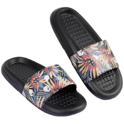 New Gifi Sandales claquettes plastique noir motif feuillage multicolore 40/41