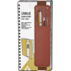 Gifi Sangle de rangement pour cahier effet simili marron